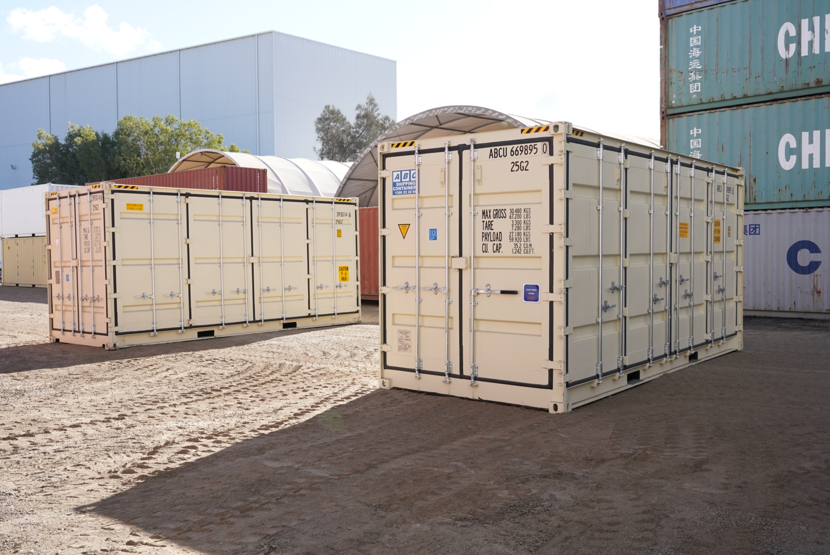 2x 20ft side opening high cube shipping containers