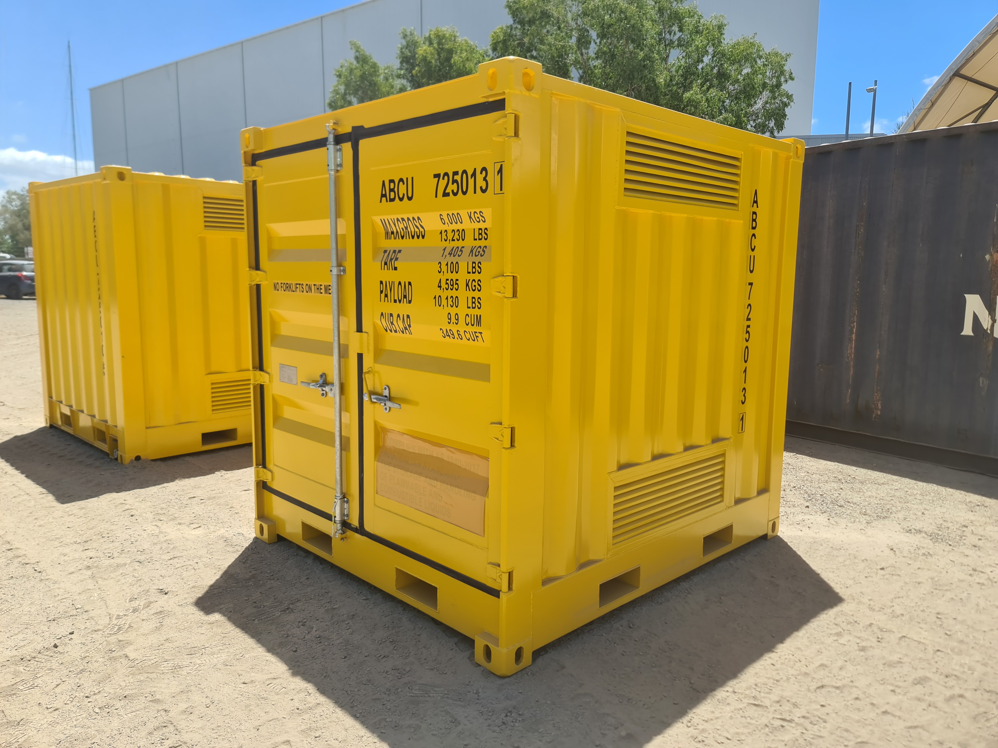 8ft dangerous goods shipping container side view.