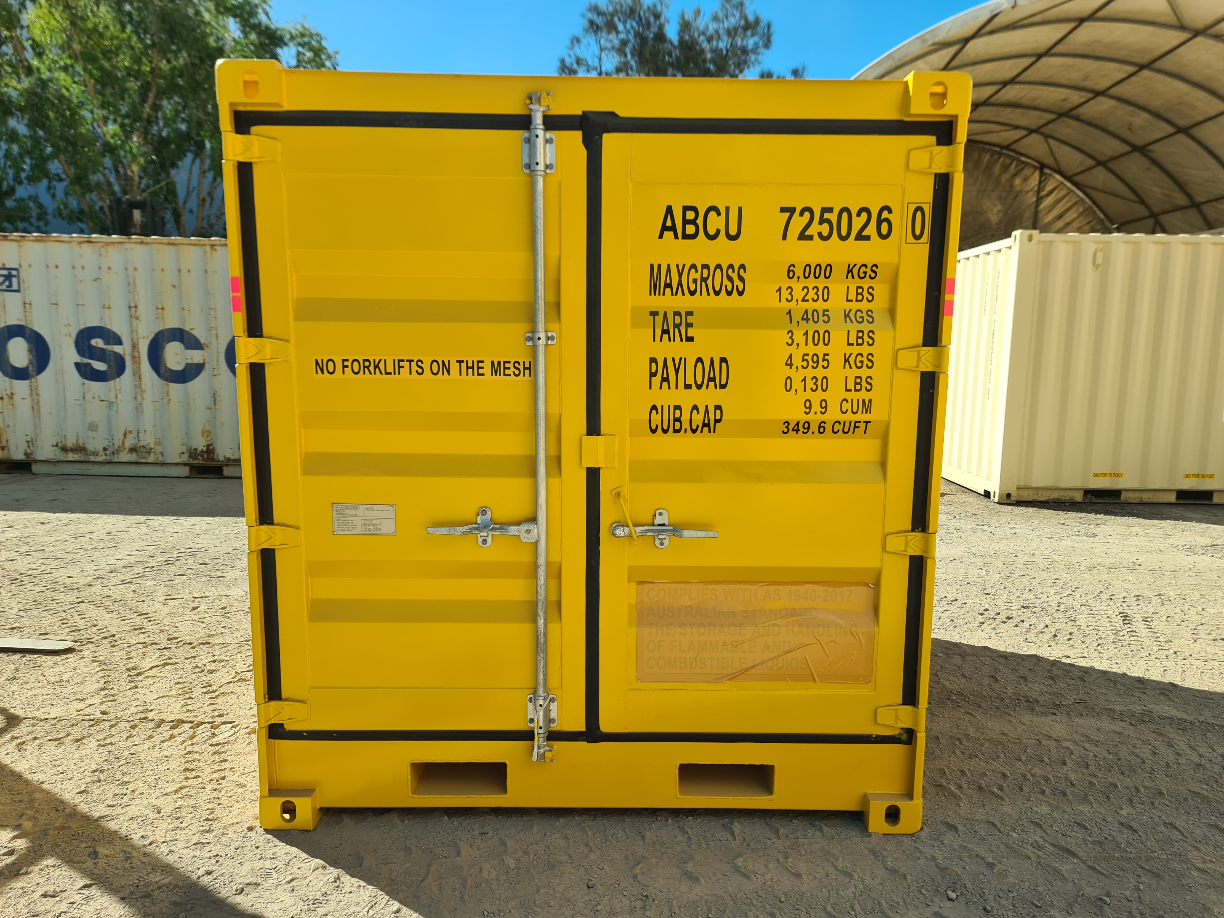 8ft dangerous goods shipping container front view.
