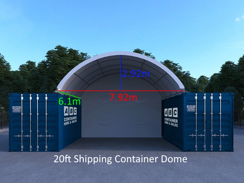 20ft wide shipping container dome dimensions