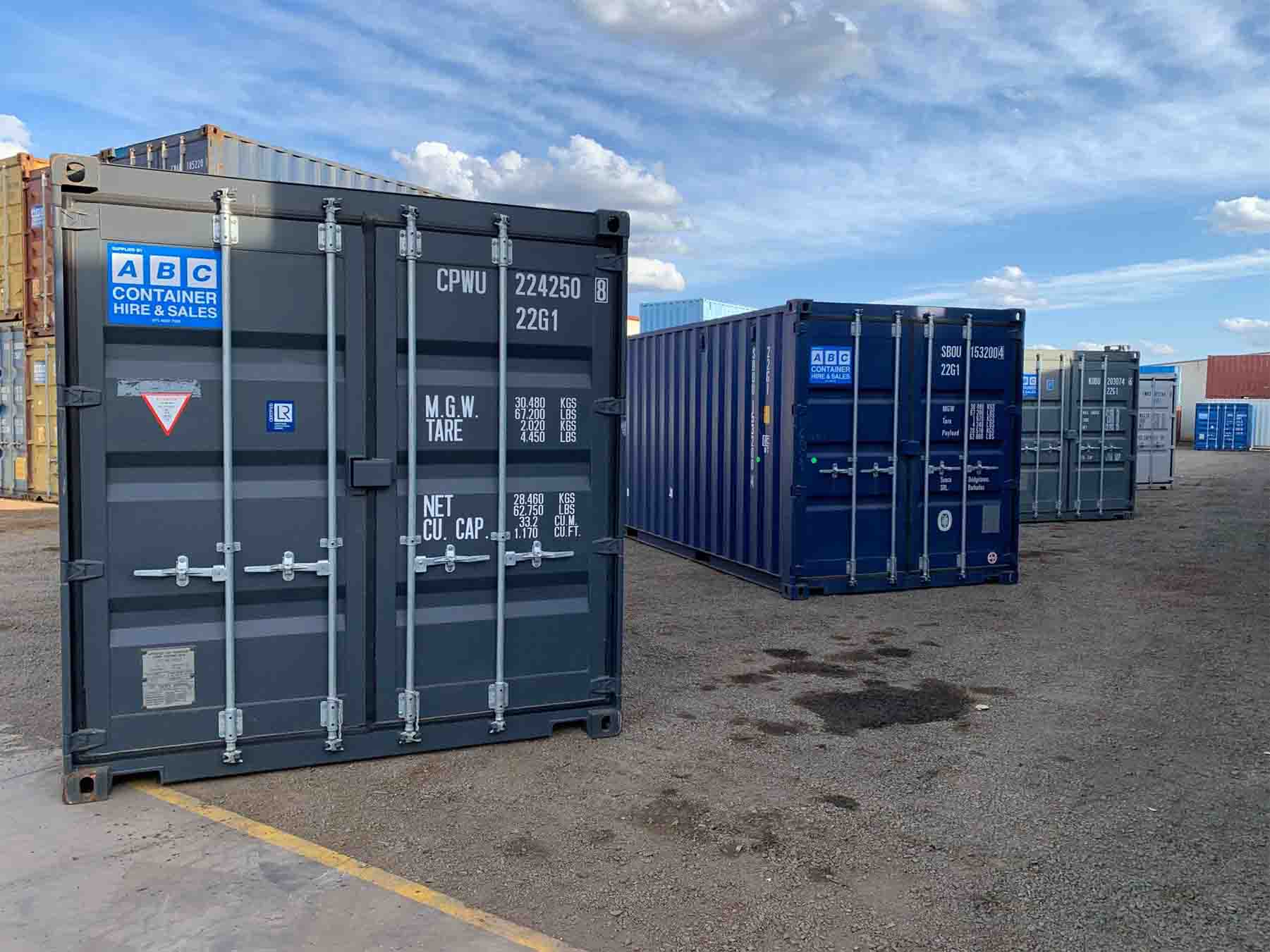 Row of shipping containers