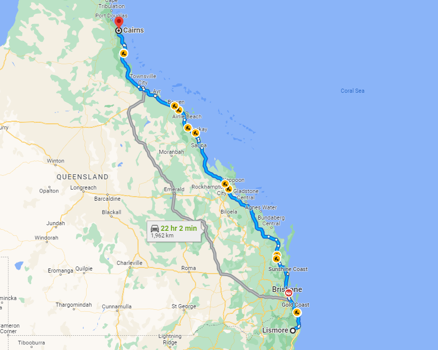 Lismore to Cairns trip