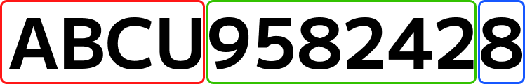 The different parts of a shipping container number