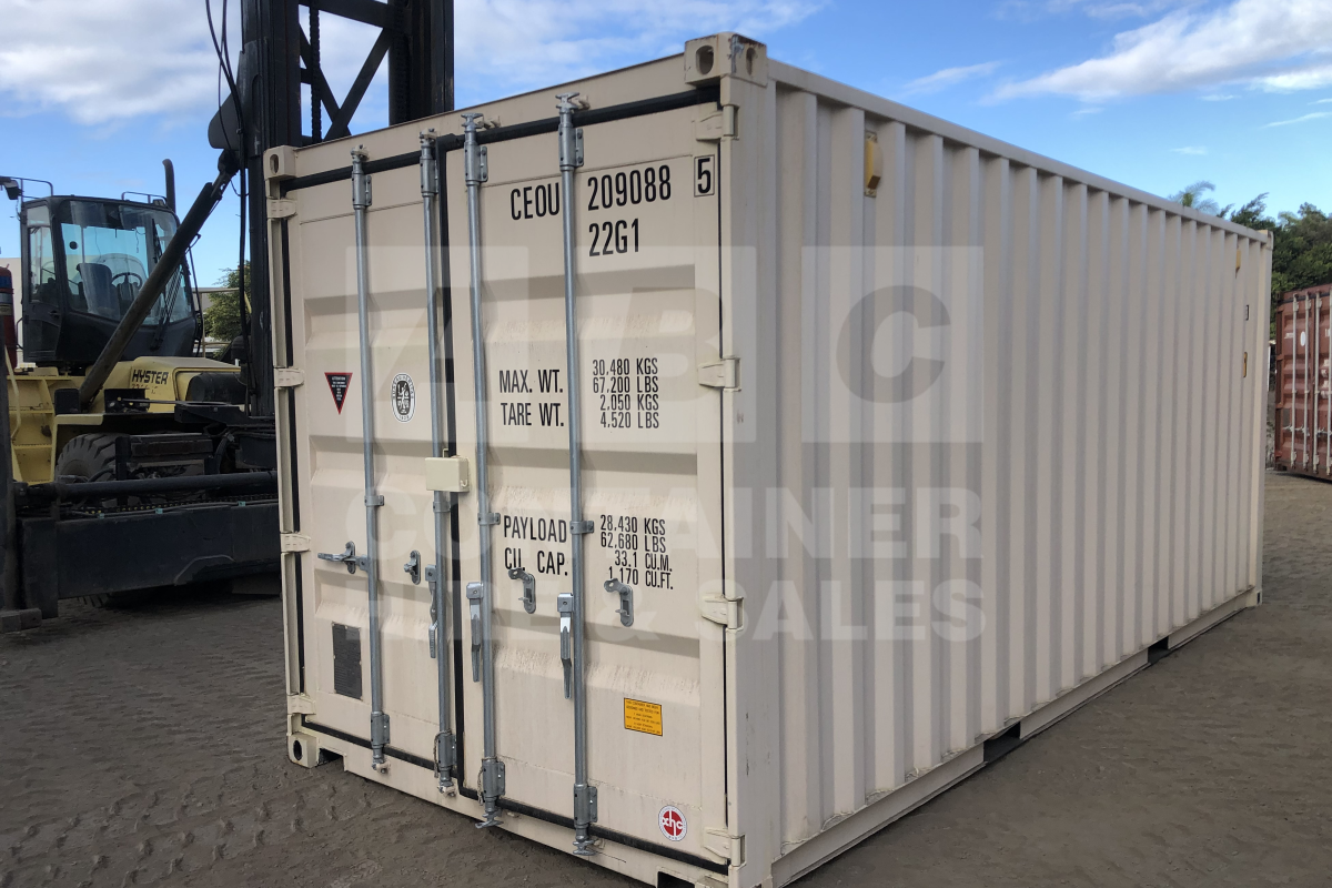 Rank 8 out of 10 new build cream 20' Standard Height Steel Container (with doors one end only) in Warwick.