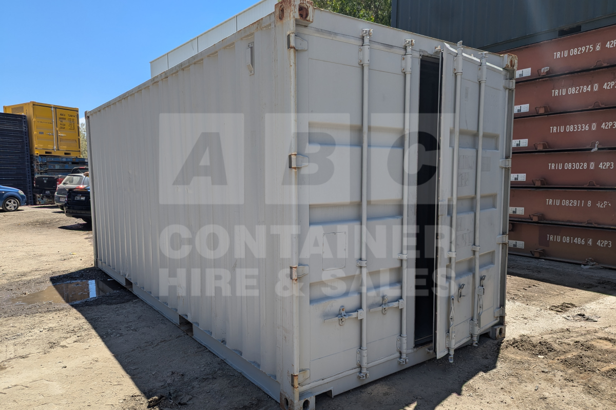 Rank 5 out of 10 used grey 20' Standard Height Steel Container (with doors one end only) in Brisbane.