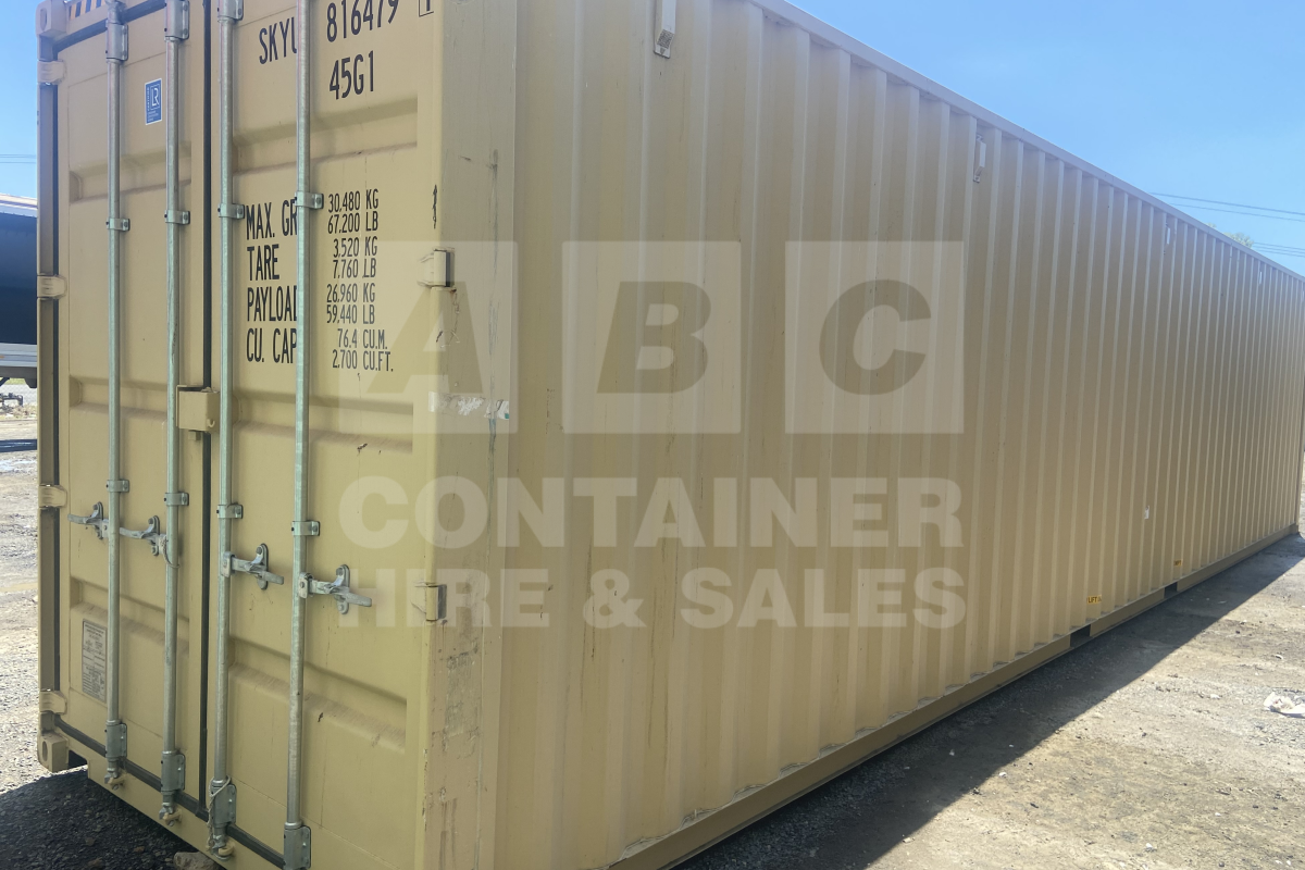 Rank 9 out of 10 new build beige 40 foot high cube shipping container in Gympie.