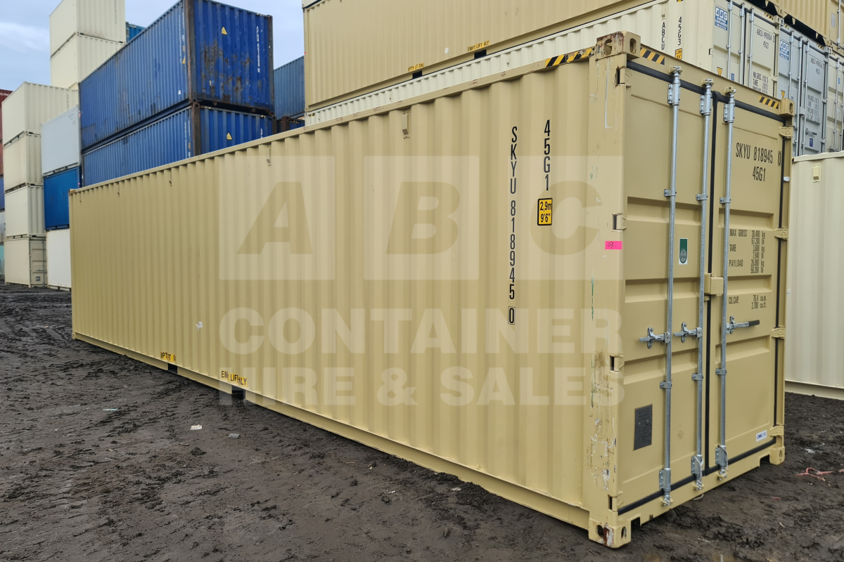 Rank 9 out of 10 new build beige 40 foot high cube shipping container in Brisbane.