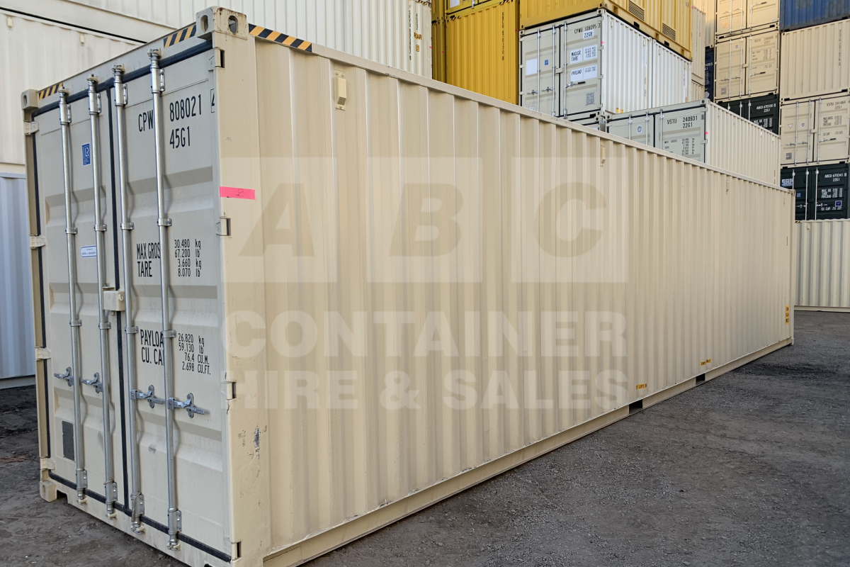 Rank 8 out of 10 new build cream 40 foot high cube shipping container in Brisbane.