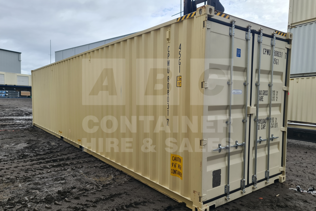 Rank 8 out of 10 new build cream 40 foot high cube shipping container in Gympie.