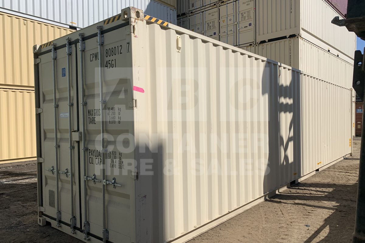 Rank 8 out of 10 new build cream 40 foot high cube shipping container in Brisbane.