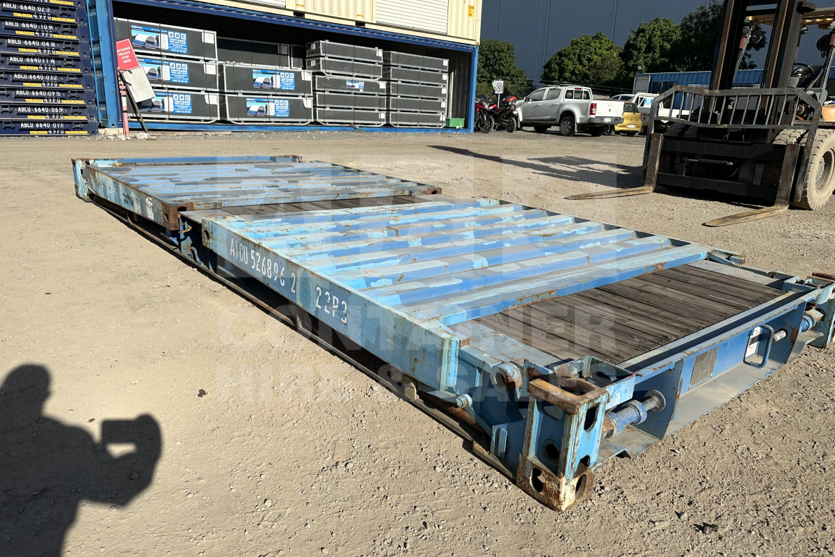 Rank 4 out of 10 used blue 20 foot flat rack (with end walls) in Brisbane.