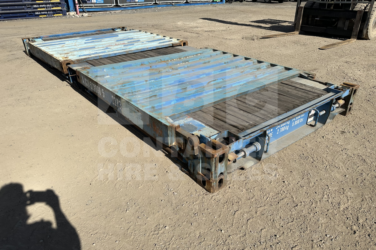 Rank 4 out of 10 used blue 20 foot flat rack (with end walls) in Brisbane.