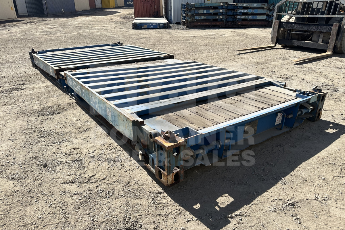 Rank 4 out of 10 used blue 20 foot flat rack (with end walls) in Brisbane.