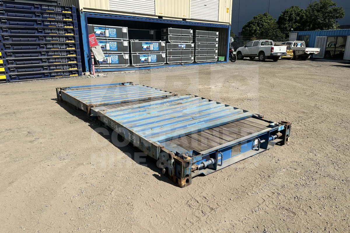 Rank 4 out of 10 used blue 20 foot flat rack (with end walls) in Brisbane.