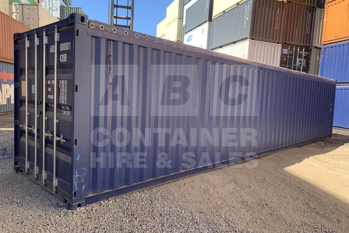 Rank 5 out of 10 used blue 40 foot standard height open top container (tarp and wire) timber floor in Brisbane.