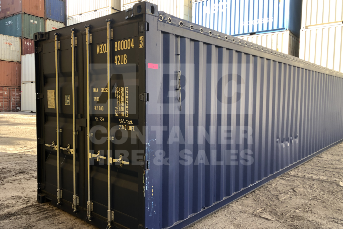 Rank 8 out of 10 new build blue 40 foot standard height open top container (tarp and wire) timber floor in Brisbane.