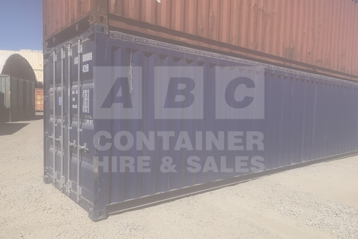Rank 4 out of 10 used blue 40 foot standard height open top container (tarp and wire) timber floor in Brisbane.