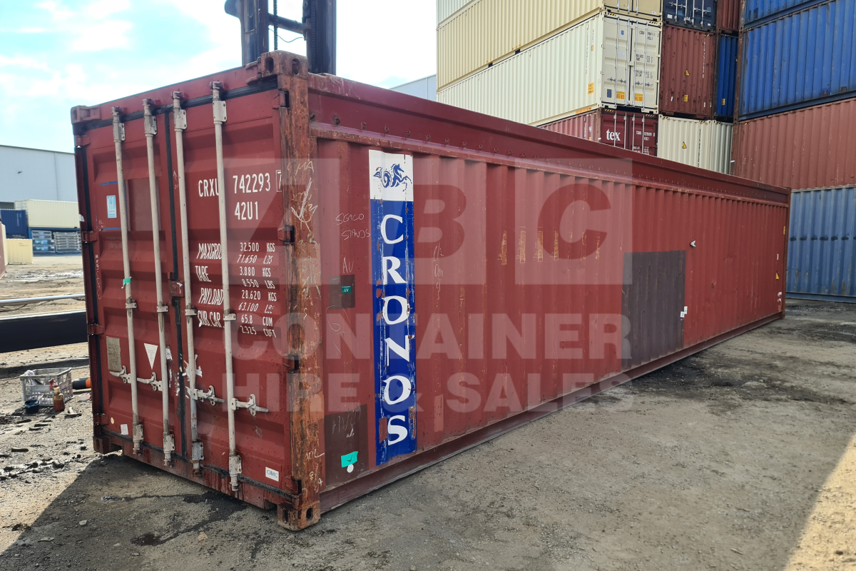 Rank 3 out of 10 used brown 40 foot standard height open top container (tarp and wire) timber floor in Brisbane.