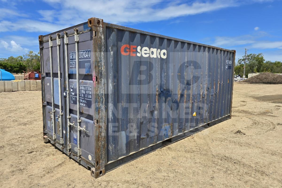 Rank 3 out of 10 used blue 20' Standard Height Steel Container (with doors one end only) in Townsville.