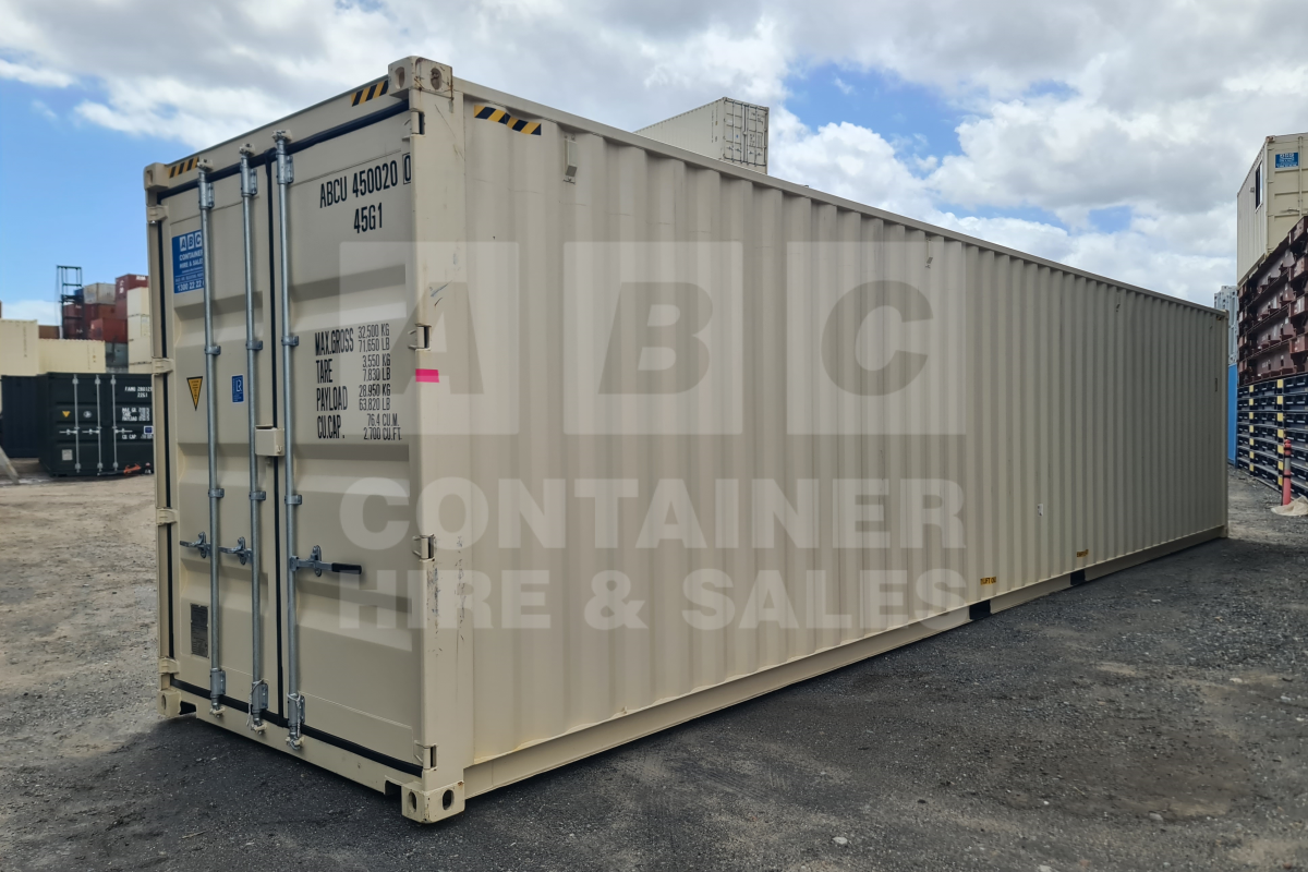 Rank 9 out of 10 new build cream 40 foot high cube shipping container in Brisbane.