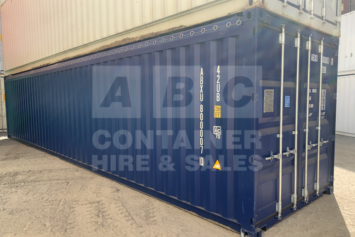 Rank 8 out of 10 new build blue 40 foot standard height open top container (tarp and wire) timber floor in Brisbane.