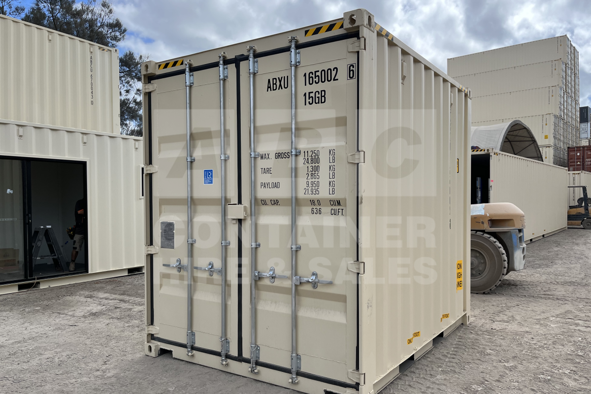 Rank 10 out of 10 new build cream 10 foot high cube steel container (4 factory corner posts) in Toowoomba.