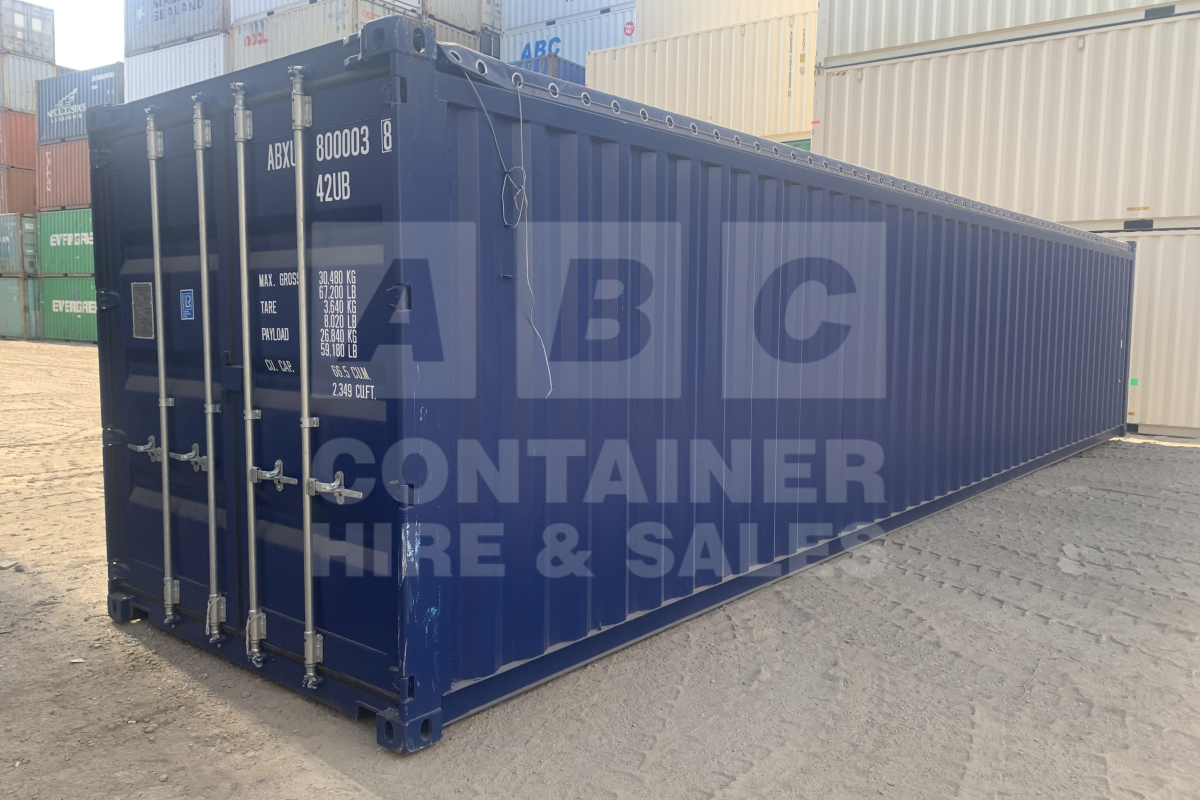 Rank 10 out of 10 new build blue 40 foot standard height open top container (tarp and wire) timber floor in Brisbane.