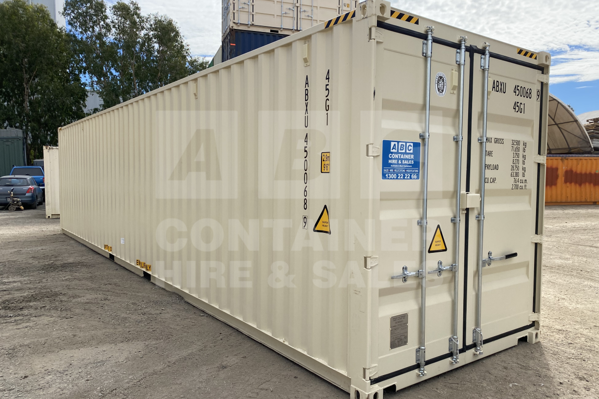Rank 9 out of 10 new build cream 40 foot high cube shipping container in Brisbane.