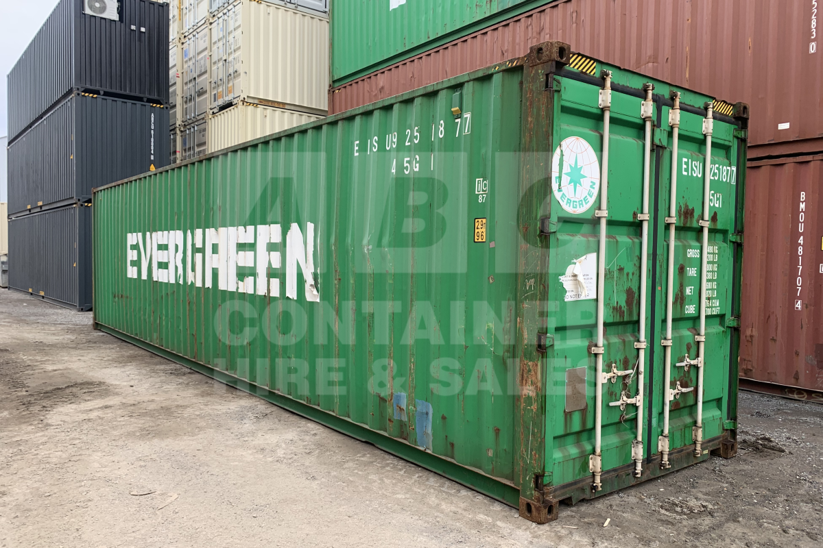 Rank 4 out of 10 used green 40 foot high cube shipping container in Toowoomba.