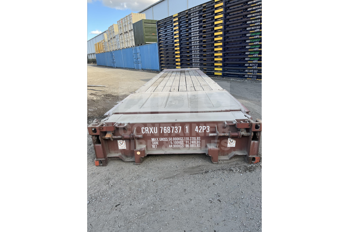 Rank 3 out of 10 used brown 40 foot flat rack (with 9.5 feet end walls) in Brisbane.