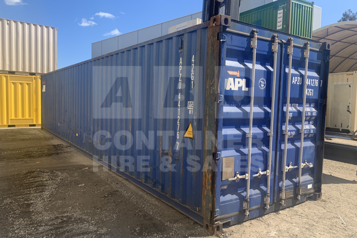 Rank 2 out of 10 used blue 40 foot standard height shipping container in Brisbane.