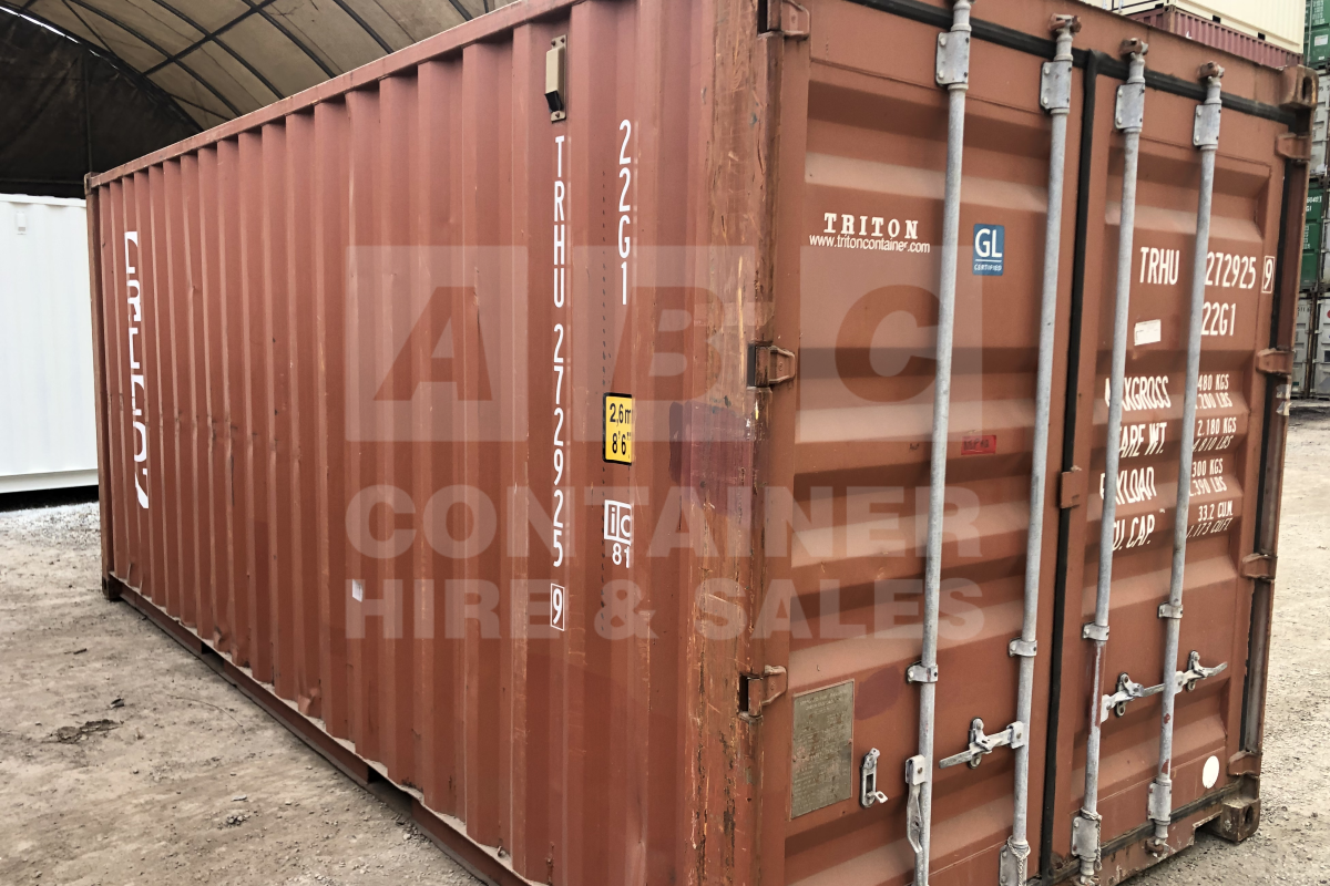 Rank 4 out of 10 used brown 20' Standard Height Steel Container (with doors one end only) in Brisbane.