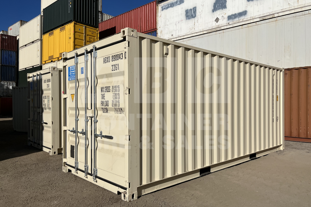 Rank 8 out of 10 new build cream 20' Standard Height Steel Container (Steel Floor, Doors One End) in Brisbane.