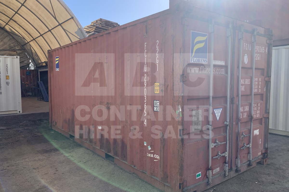 Rank 2 out of 10 used brown 20' Standard Height Steel Container (with doors one end only) in Gympie.