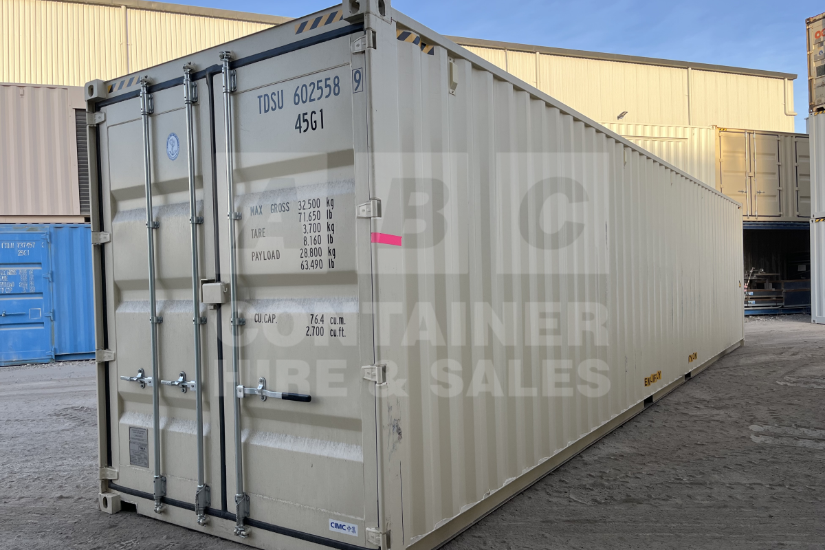 Rank 9 out of 10 new build cream 40 foot high cube shipping container in Brisbane.