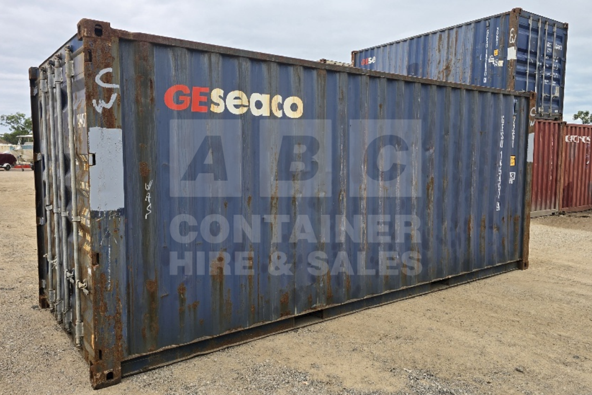 Rank 4 out of 10 used blue 20' Standard Height Steel Container (with doors one end only) in Townsville.