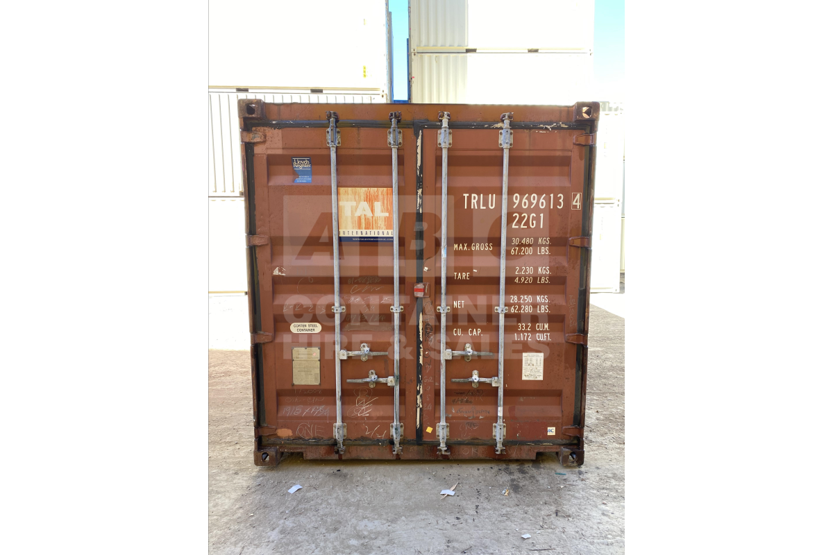Rank 3 out of 10 used brown 20' Standard Height Steel Container (with doors one end only) in Rockhampton.