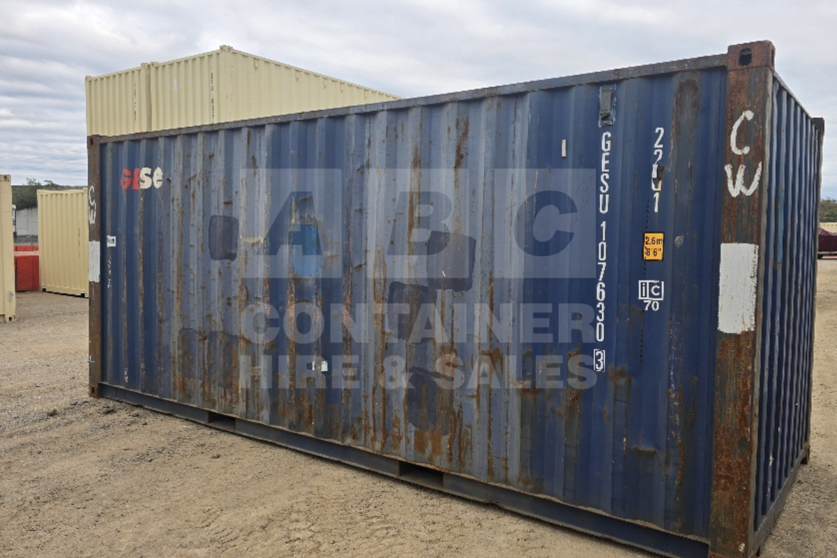 Rank 2 out of 10 used blue 20' Standard Height Steel Container (with doors one end only) in Townsville.