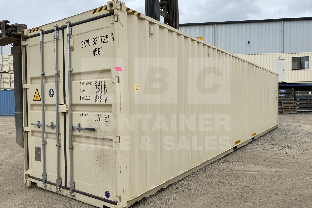 Rank 8 out of 10 new build cream 40 foot high cube shipping container in Brisbane.