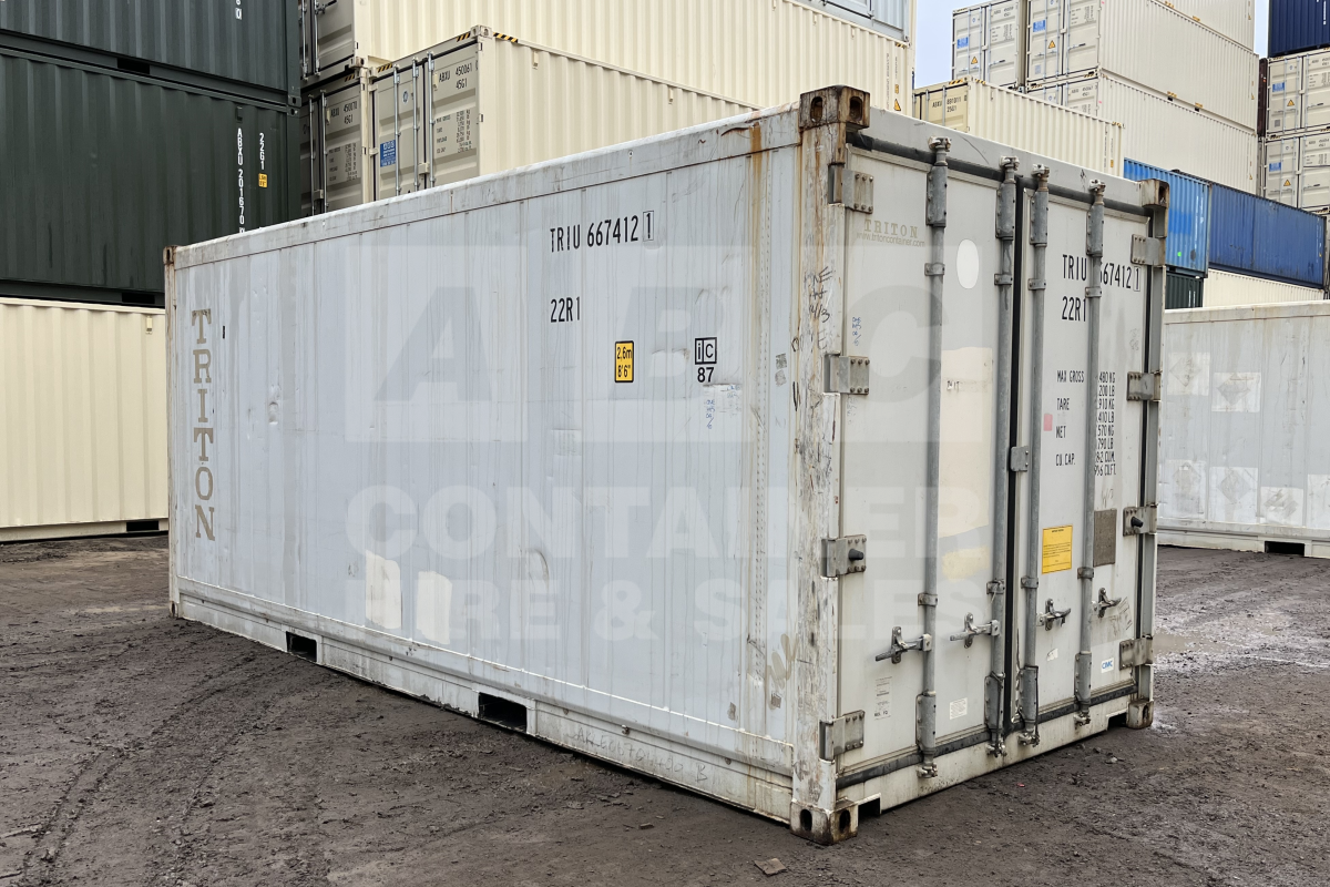 Rank 4 out of 10 used white 20 foot standard height (non operating refrigerated/insulated) container in Brisbane.
