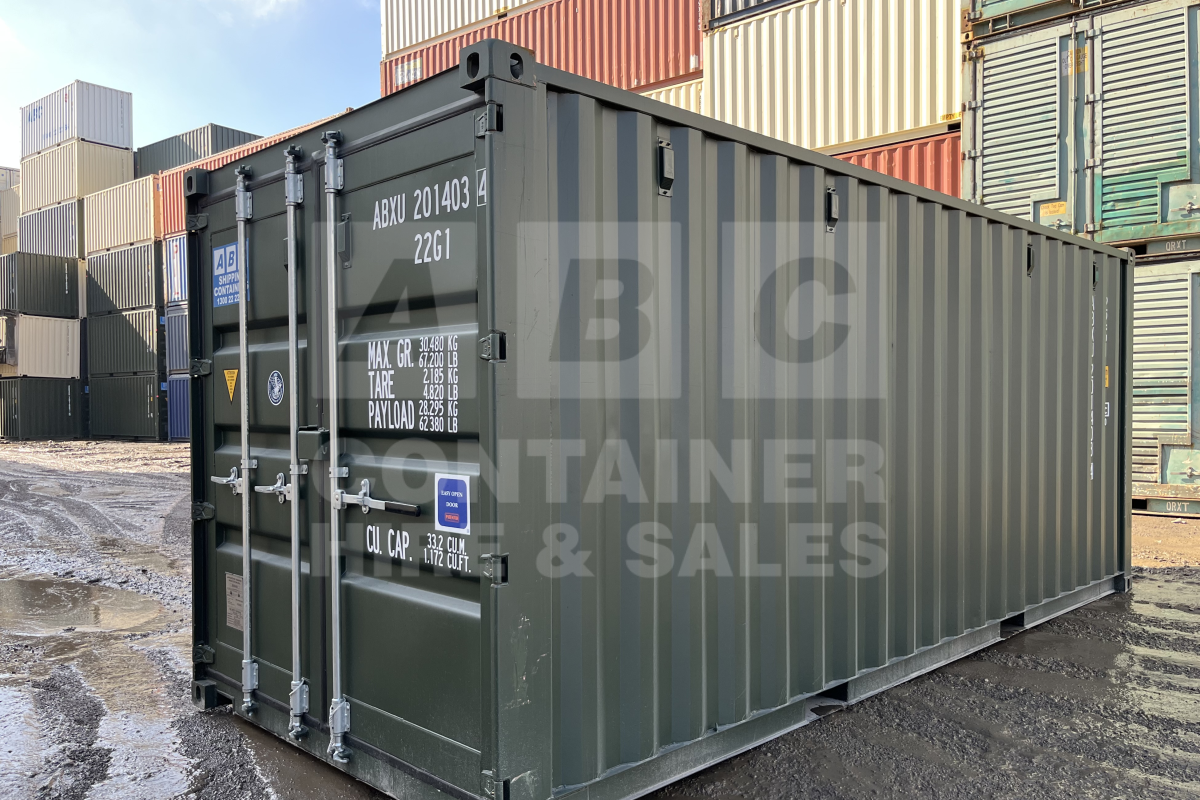 Rank 8 out of 10 new build green 20' Standard Height Steel Container (with doors one end only) in Brisbane.