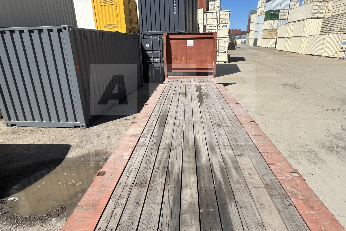 Rank 4 out of 10 used brown 40 foot flat rack (with 8.5 feet end walls) in Brisbane.