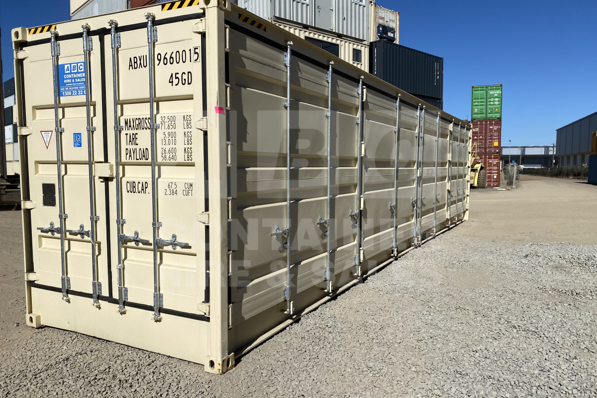 Rank 8 out of 10 new build cream 40 foot high cube with full side opening in Brisbane.