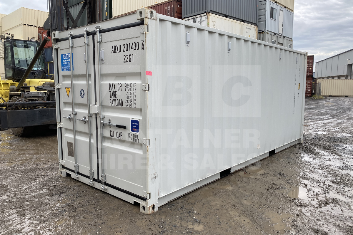 Rank 10 out of 10 new build grey 20' Standard Height Steel Container (with doors one end only) in Toowoomba.