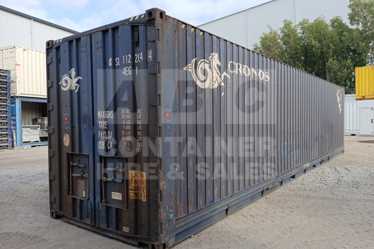 Rank 3 out of 10 used blue 40 foot high cube pallet wide container in Brisbane.