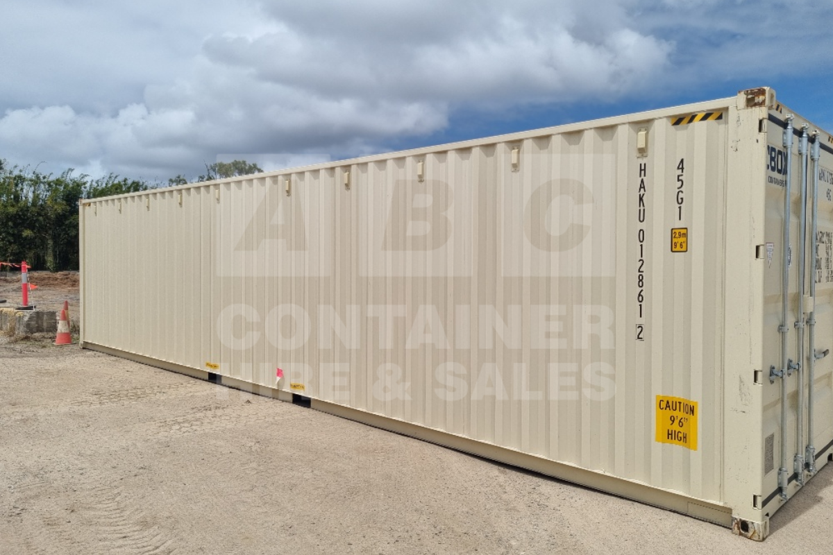 Rank 10 out of 10 new build cream 40 foot high cube shipping container in Townsville.