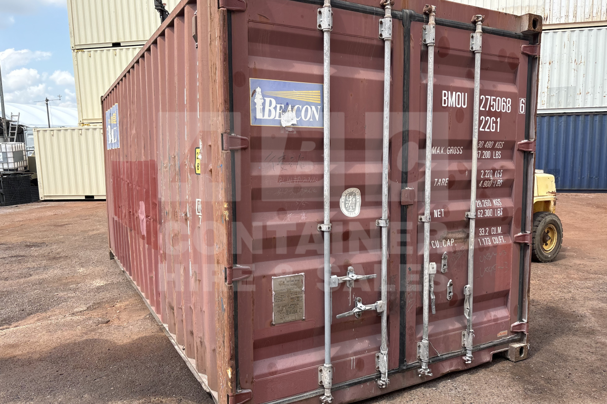 Rank 3 out of 10 used brown 20' Standard Height Steel Container (with doors one end only) in Darwin.