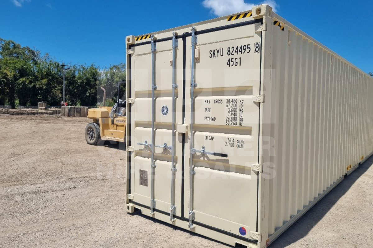 Rank 9 out of 10 new build cream 40 foot high cube shipping container in Townsville.