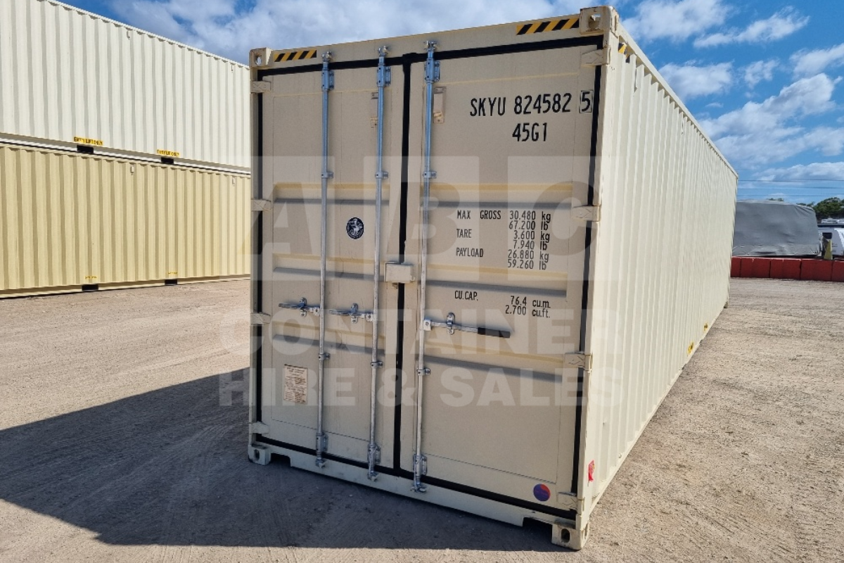 Rank 10 out of 10 new build cream 40 foot high cube shipping container in Townsville.