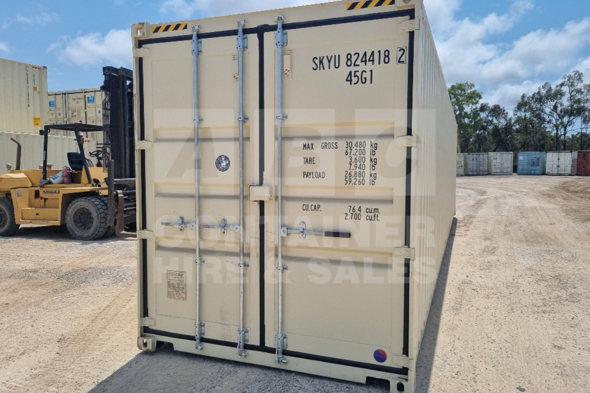 Rank 10 out of 10 new build cream 40 foot high cube shipping container in Townsville.